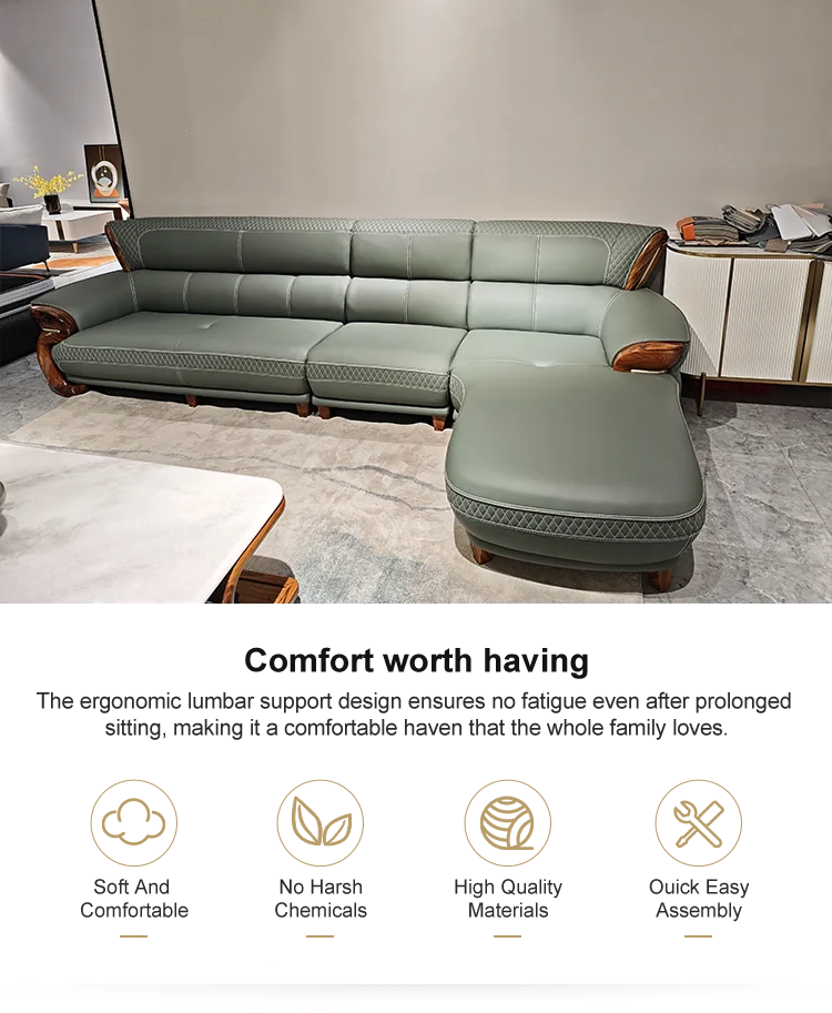 Customizable Antique Contemporary Microfiber Leather Sectional Sofa Set Comfortable for Villa Living Room & Office