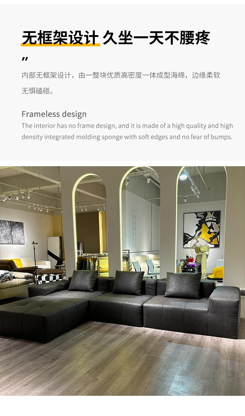 Modern Minimalist Light-Weight L-Shape Modular Flannel Sofas Set for Living Room Hotel Apartment Villa Use Sponge-Filled