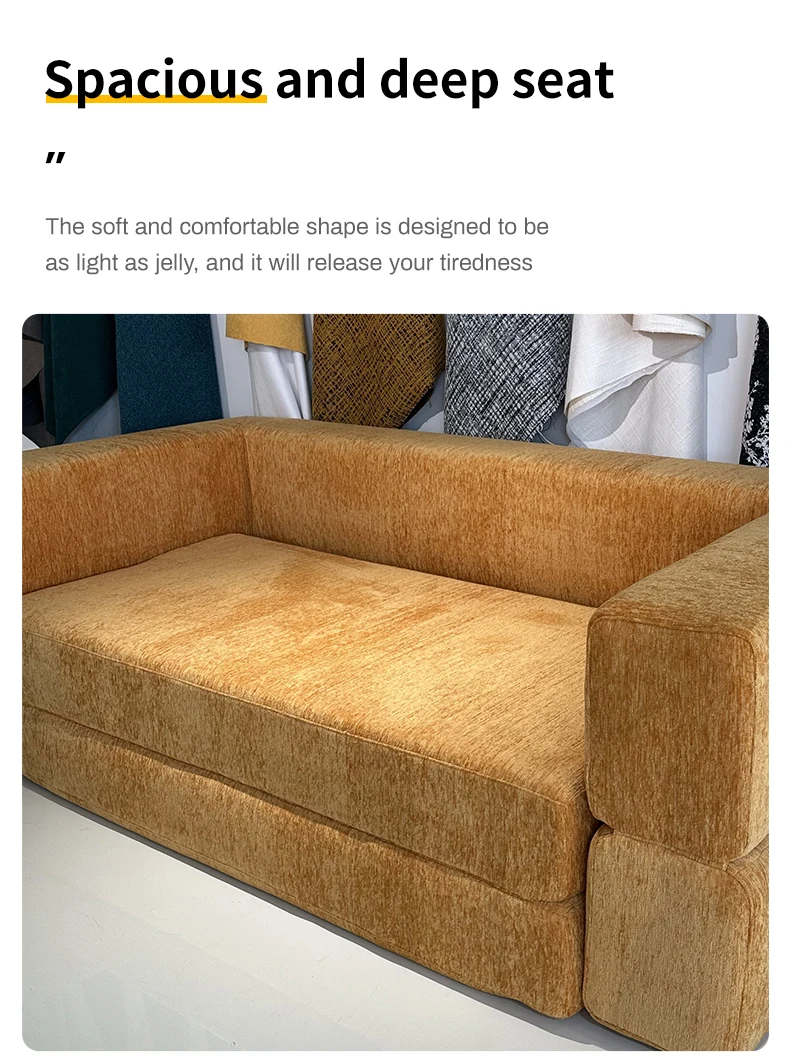 Convertible Chenille Minimalist Folding Sofa Modular Extendable Storage Washable Sponge Hotel Bedroom Living Room Use