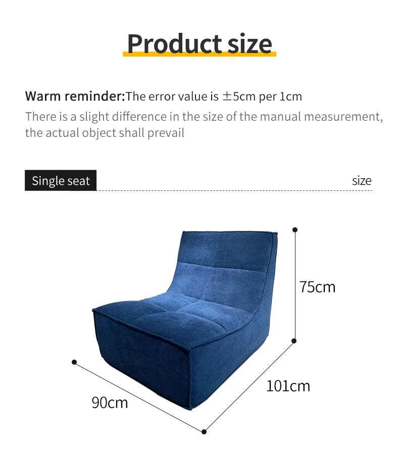 Luxury Modern Indoor Bean Bag Sofa Comfortable Fabric Upholstery with Lazy Design for Living Room Furniture or Villas Decor