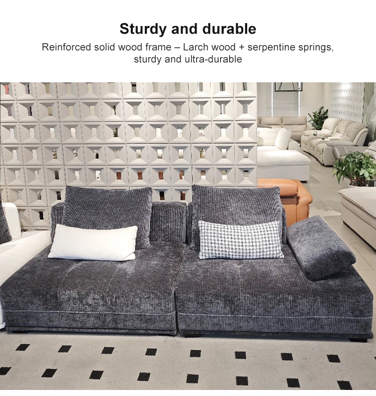 Factory Customization Tofu Cubes L-Shape Chenille Fabric Modular Sofa for Living Room Hotel & Villa Use Minimalist Design