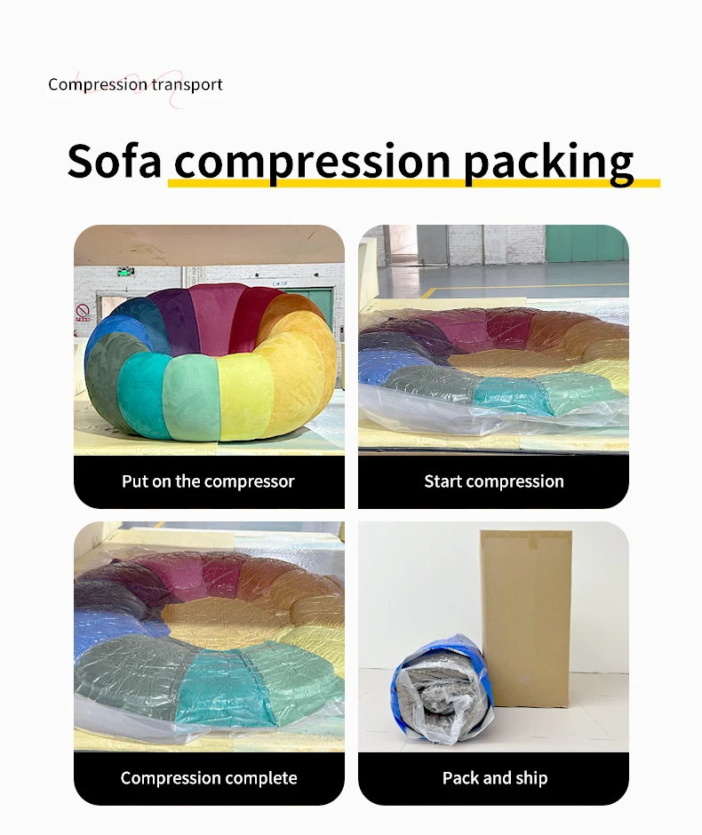 Customized Convertible Modular Sectional Sofa Compressed Fabric Sponge for Villa Living Room Decorative Wholesale Vacuum