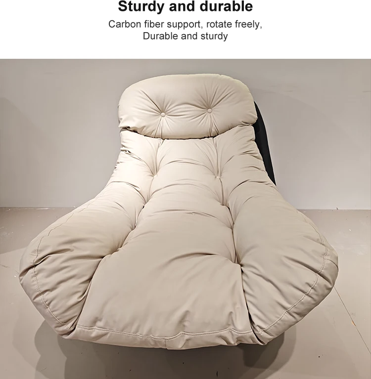 Rocking Chairs Swivel Metal Luxury Nordic Modern Minimalist Genuine Leather Cotton Filled Soft Comfort One Seat Waiting Accent