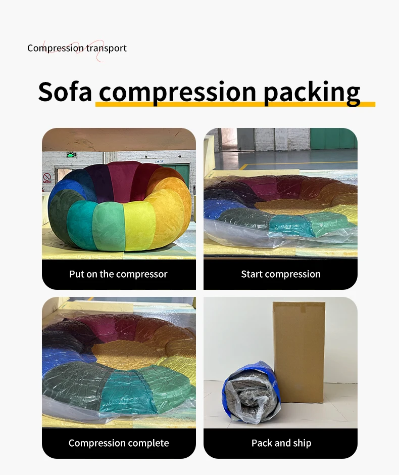 Convertible Sectional Sofa Bed Fabric Sponge Filled Apartment Use L-Shaped Frameless Boneless Compression Sofa Foldable