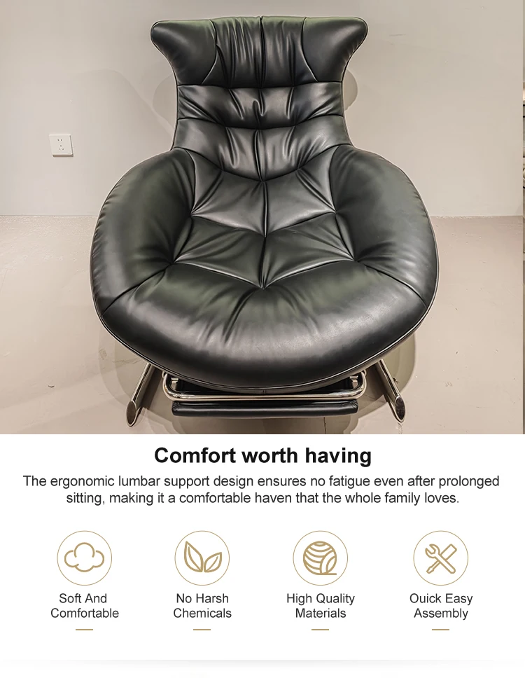 Italian Convertible Superfine Leather Chaise Lounge Sofa Chair Modern European Design Adjustable Comfortable Home Furniture