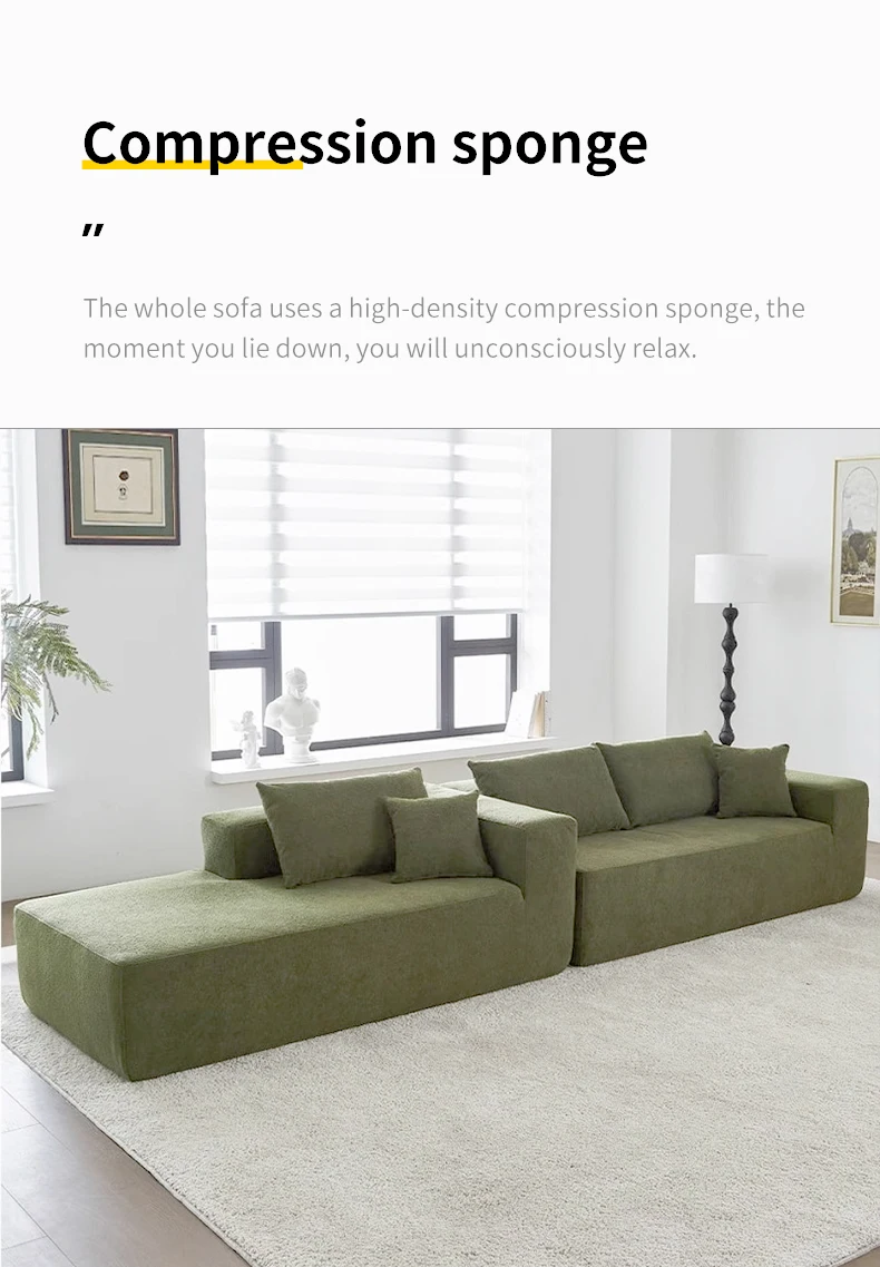 Customized Convertible Modular Sectional Sofa Compressed Fabric Sponge for Villa Living Room Decorative Wholesale Vacuum