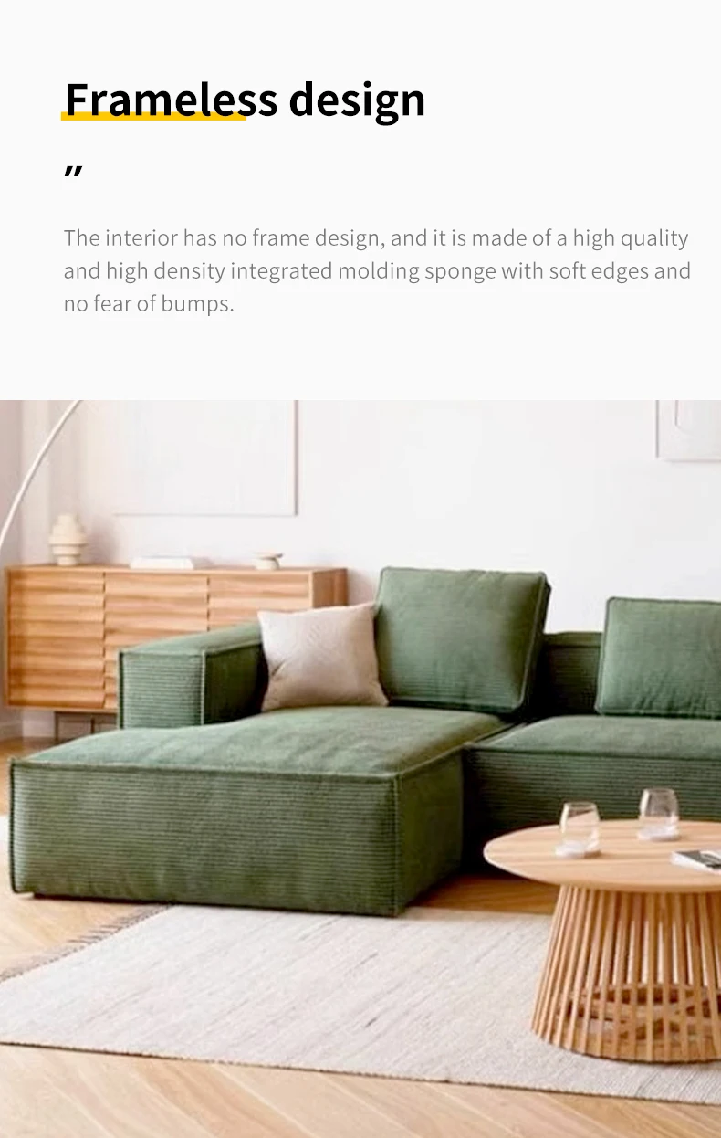 Modern 45D HR Foam Compressed Fabric High Density Reclining L-Shape Sofa Bed Set Easy Assembly Minimalist Living Room Hotel