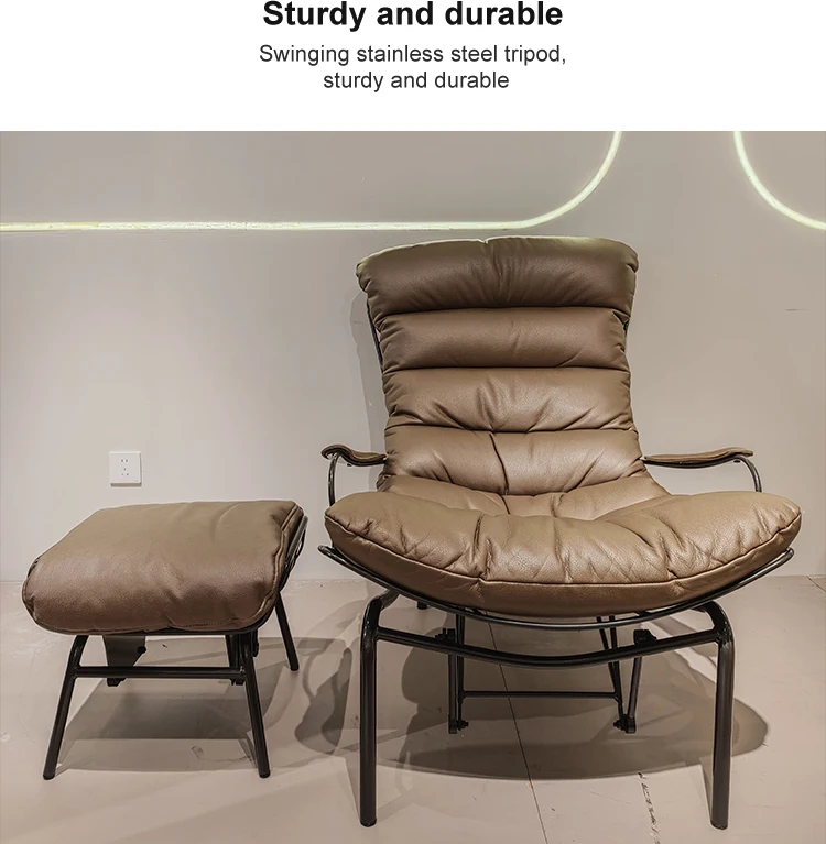 Italian Luxury Living Room Chaise Lounge Modern Minimalist Leather Recliner Comfortable Balcony Sofa Apartment Bedroom Home