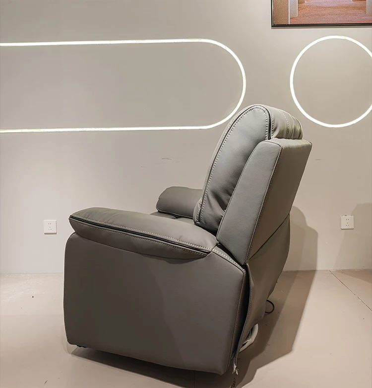 Luxury Modern Single Leather Recliner Sofa Extendable Swivel Multifunctional Smart Electric with Wood Frame Living Room