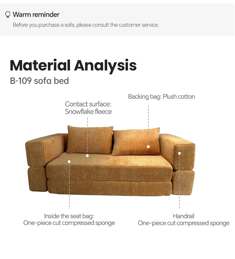 Convertible Chenille Minimalist Folding Sofa Modular Extendable Storage Washable Sponge Hotel Bedroom Living Room Use