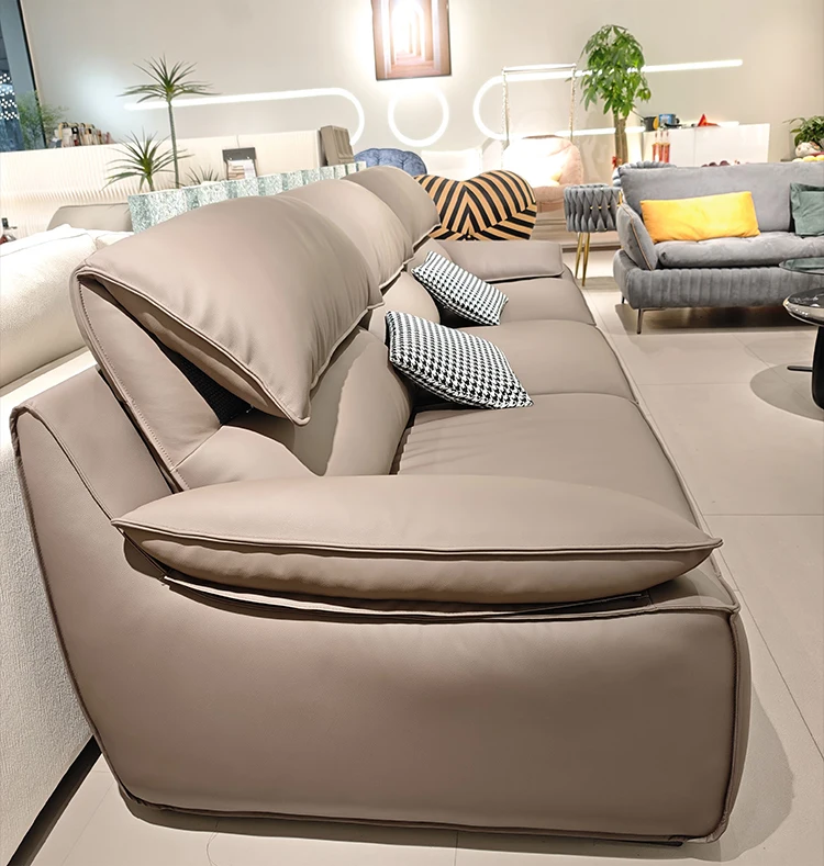 Italian Simplicity Leather Sofas Nordic Style Minimalist Design for Living Room Household Furniture Set