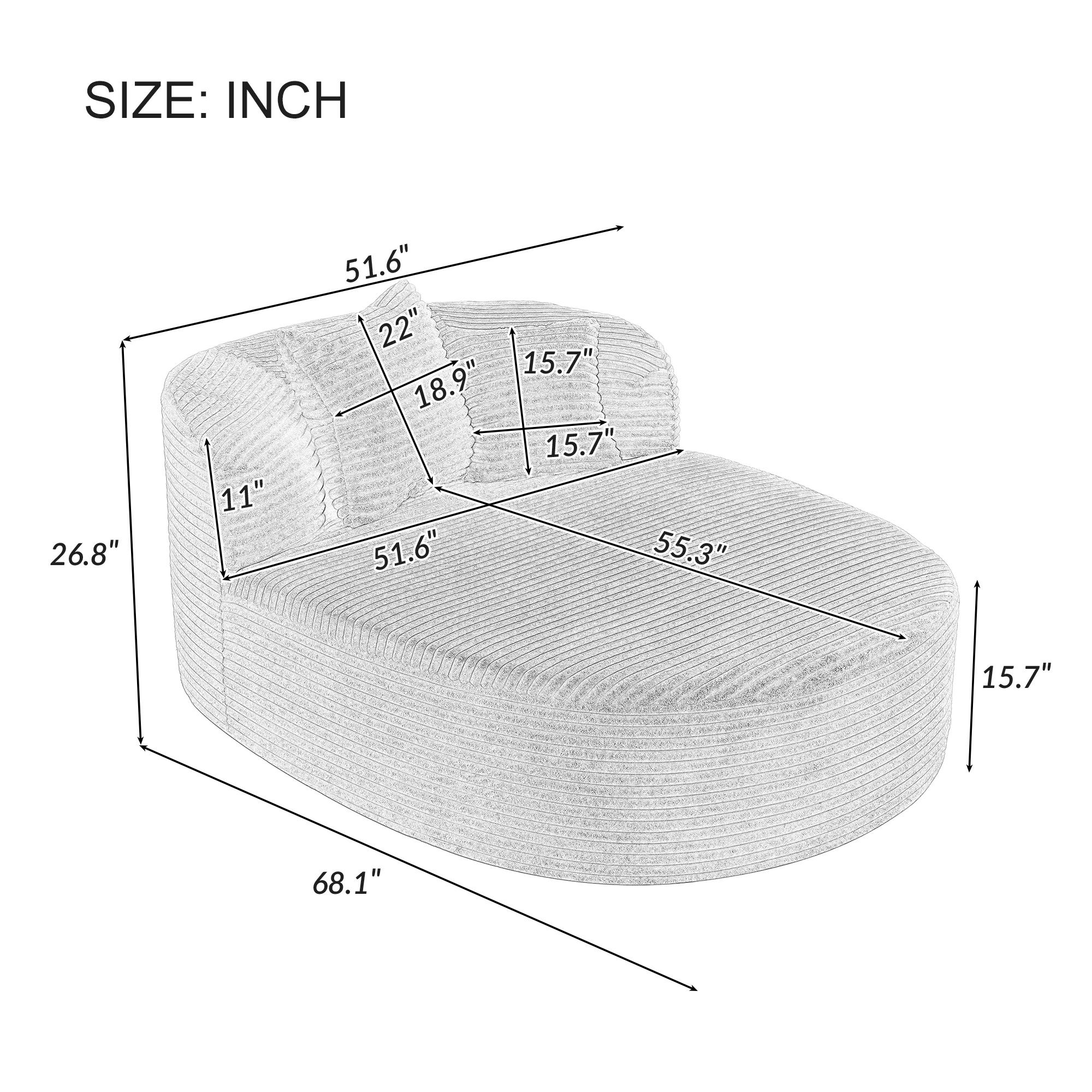 Modern Design U-Shaped Convertible Sofa Bed High Density High Comfort for Living Room