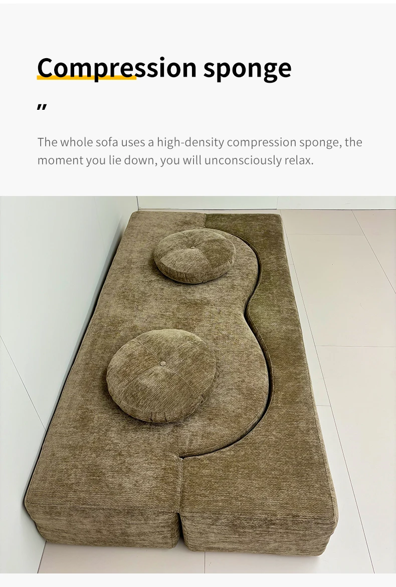 Nordic Cloud Minimalist Fabric Modular Sofa Bed Foldable Reclining for Small Apartment Bedroom School Use Sponge Filling