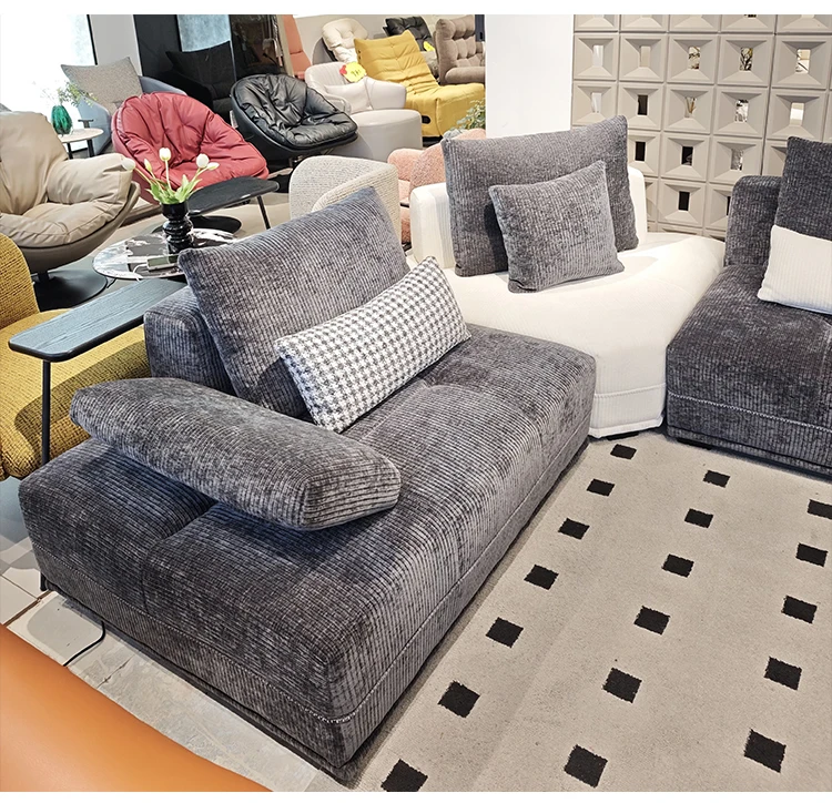 Factory Customization Tofu Cubes L-Shape Chenille Fabric Modular Sofa for Living Room Hotel & Villa Use Minimalist Design