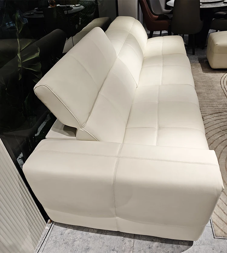 Italian Genuine Leather Small Sized Adjustable Row Style Electric Function Sponge Filled Sofa for Living Room