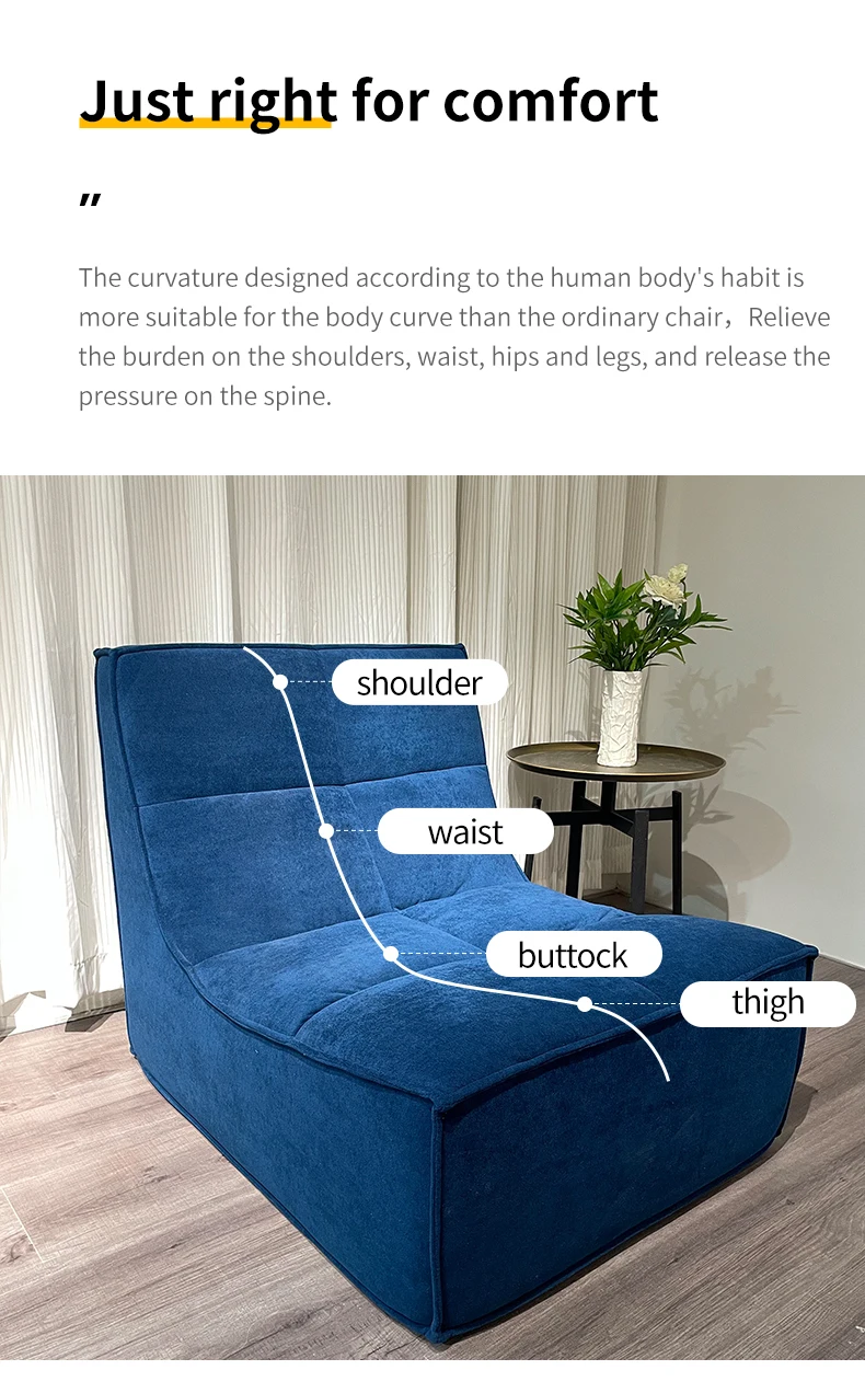 Luxury Modern Indoor Bean Bag Sofa Comfortable Fabric Upholstery with Lazy Design for Living Room Furniture or Villas Decor