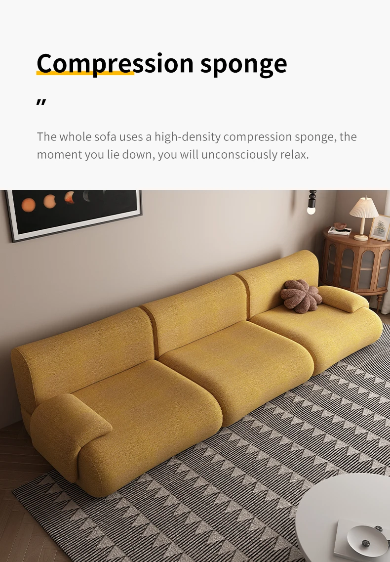 Convertible Sectional Sofa Bed Fabric Sponge Filled Apartment Use L-Shaped Frameless Boneless Compression Sofa Foldable