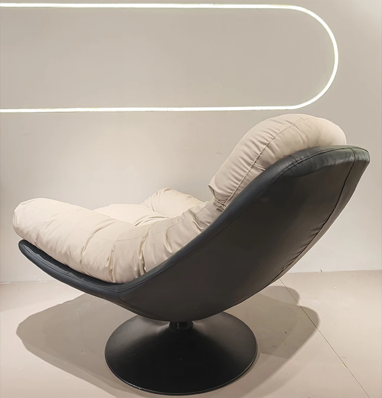 Rocking Chairs Swivel Metal Luxury Nordic Modern Minimalist Genuine Leather Cotton Filled Soft Comfort One Seat Waiting Accent