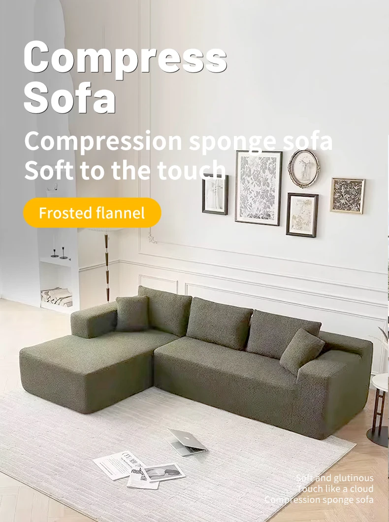 Customized Convertible Modular Sectional Sofa Compressed Fabric Sponge for Villa Living Room Decorative Wholesale Vacuum