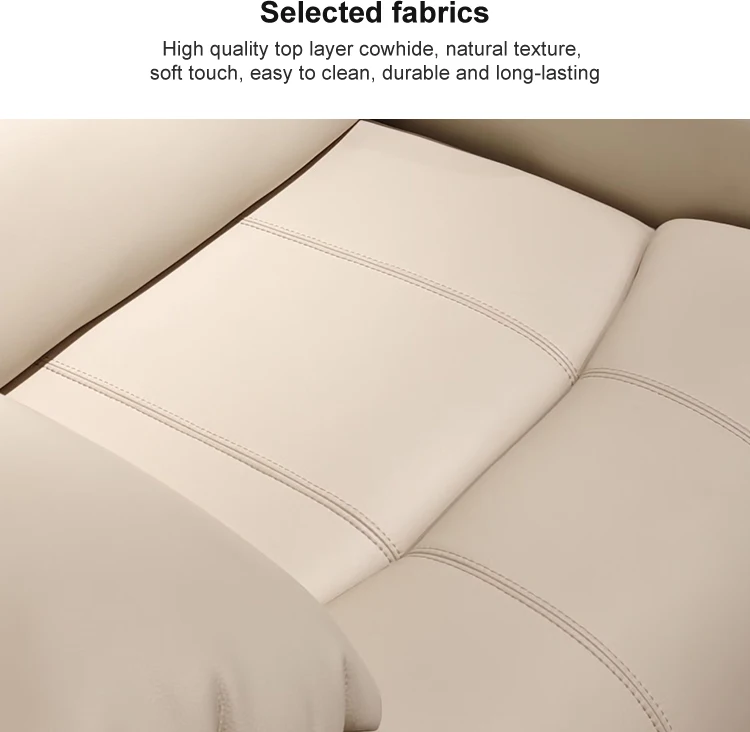Modern Electric Recliner Sofa New Design Genuine Leather Upholstery Extendable 3 Seat Square Living Room Metal Sponge Hotel