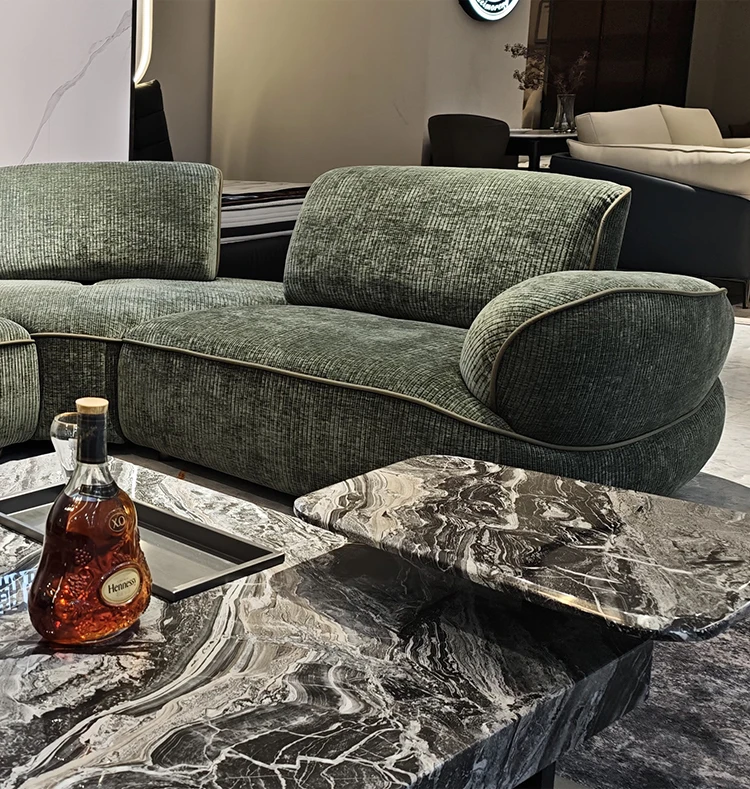 Italian Modern Minimalist Corner Sofa Chenille and Cloth Cover with Sponge Filling for Simplicity Living Room Furniture