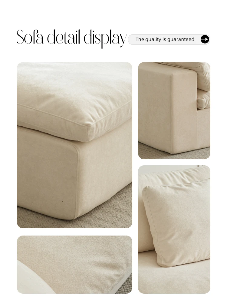 Boneless Modern Velvet Square Sofa Set with Removable Cover High-Density Sponge Filling Vacuum Compressed Packaging