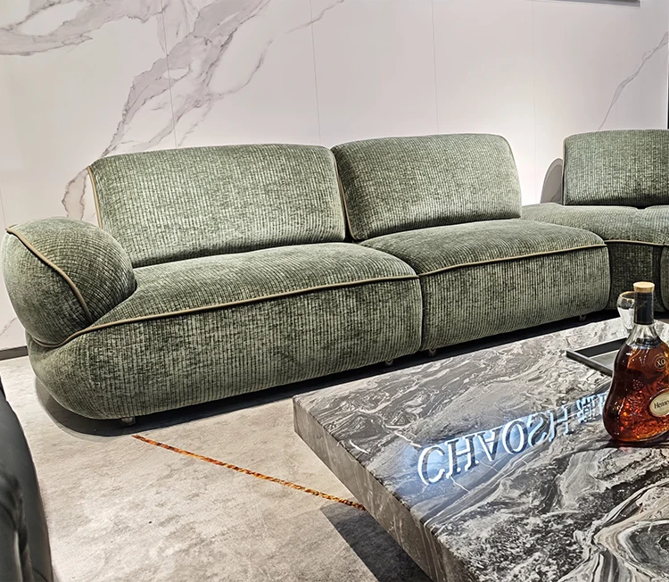 Italian Modern Minimalist Corner Sofa Chenille and Cloth Cover with Sponge Filling for Simplicity Living Room Furniture