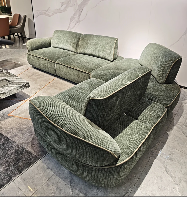 Italian Modern Minimalist Corner Sofa Chenille and Cloth Cover with Sponge Filling for Simplicity Living Room Furniture