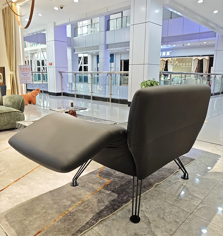 High-End Minimalist Leather Single-Seater Sofa Chair with Armrest for Home Office Dining Bedroom Hotel Apartment Leisure Use
