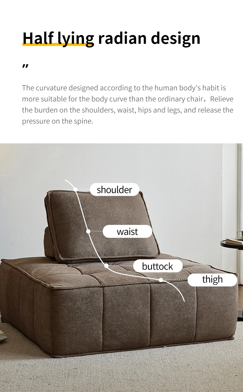 Factory Direct Modern Tufted Single Seat Sponge Fabric Compression Sofa for Large Villa Apartment Living Room Feature