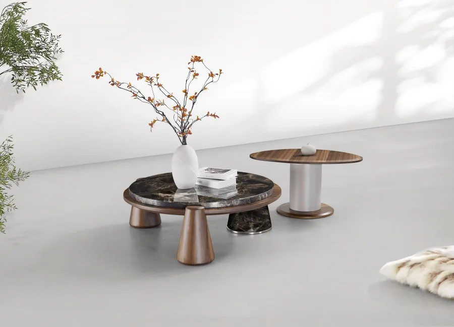 Italian High End Modern Coffee Table Minimalist Oval Design with Natural Stone Finish Durable Living Room Furniture for Home Use