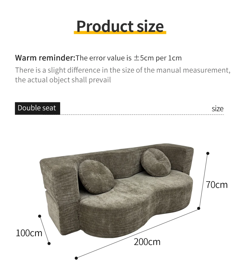 Nordic Cloud Minimalist Fabric Modular Sofa Bed Foldable Reclining for Small Apartment Bedroom School Use Sponge Filling