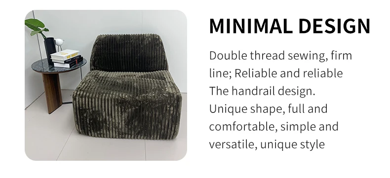Modern Single Person Fabric Compression Sofa Chair L-Shape Minimalist Design Bedroom & Hotel Use Indoor Storage Furniture