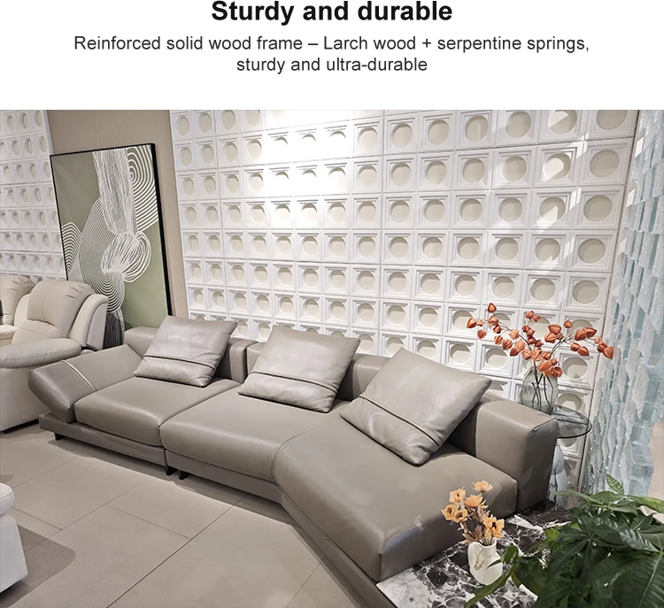 Classics Italy High End Modern Horizon Three Seat Chesterfield Sofa Genuine Leather Sponge Alien Form Elegance for Nordic Villa