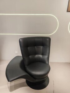 Midcentury-Luxurious-Metal-Leather-Armchair-Revolving-Backrest